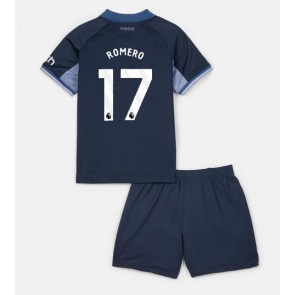 Tottenham Hotspur Cristian Romero #17 Dětské Venkovní dres komplet 2023-24 Krátký Rukáv (+ trenýrky)